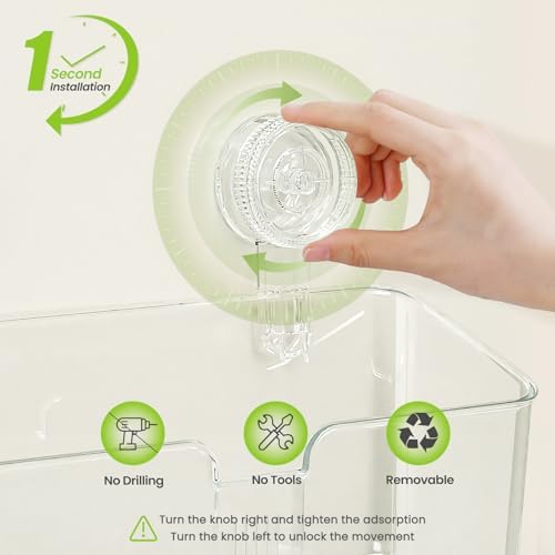LUXEAR Shower Caddy Suction Cup, No Drilling Strong Hold Shower Organizer with Hooks & Soap Dish Fast Draining Removable Reusable Bathroom Storage Shelf Friendly for Bathroom/Kitchen/RV 22LBS Capacity - Image 5