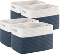 4 Pack Storage Baskets for Organizing, Woven Baskets for Shelves - Perfect for Toys, Books, Towels, and Clothes, Durable Gift Basket Bins Toy Storage, 12.7''L x9''W x7.8''H, Blue and White by SIXDOVE