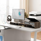 Fenge Triple Monitor Stand with Storage Drawer, Adjustable Length and Angle - Image 2