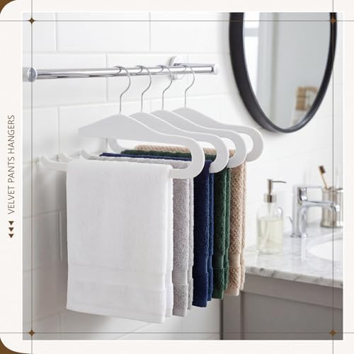Novabright 50 Pack Velvet Pants Hangers, Slim Open Ended Design, White - Image 4