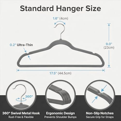HOUSE DAY Grey Plastic Hangers 50 Pack - Ultra-Thin Heavy Duty Non-Velvet - Image 6