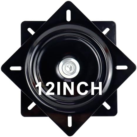 12 Inch Lazy Susans Turntable Bearings Swivel Zinc Plate, Black Square Lazy Susan Hardware, Heavy Duty Lazy Susan Replacement Parts for Table, Chair, Round Bar Stools(1 Pack) by Tellyouwin