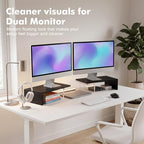 Dual Monitor Riser, Acrylic Monitor Riser, Adjustable Angle & Length Computer Monitor Stand, Wide Desk Shelf for Top of Desk for Home Office_Black Maple Look Small - Image 4