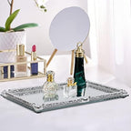 Mirror Perfume Tray for Dresser,Silver Crushed Diamond Filled - Image 3