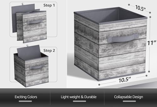 Sorbus 11 x 11 Storage Cubes, Foldable Fabric Bins (4 Pack, Rustic Gray) - Image 3