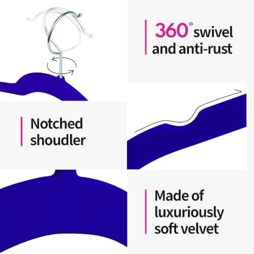 Velvet Hangers 30 Pack, Non-Slip Slim Felt Clothes Hangers, Navy Blue - Image 5