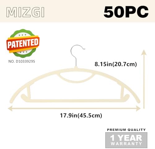 MIZGI Premium Velvet Hangers 50-Pack,No Shoulder Bump Hangers W/Tie Bar Ultra Thin Space Saving Non Slip Hanger Heavy Duty Felt Rounded Clothes Hanger for Sweaters,Coat,Jackets,Pants,Shirts - Image 2