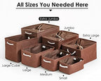 TheWarmHome Organization and Storage for Organizing - Extra Jumbo 3 Pack 20.5x15.7x13.8 inch Fabric Storage Bin for Shelves, Storage cubes for Decorative Shoes Towel Blanket Closet (Brown) - Image 4