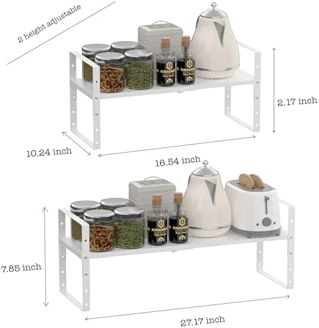 Multi-Functional Metal Shoe Rack,Expandable Adjustable Stackable Kitchen Organizer,Metal Shelf risers for cabinets, Kitchens and Closet, Bathroom(3Packs/White/Medium) - Image 6
