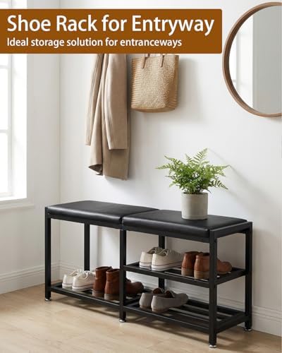 33“ Iron Shoe Rack Storage Bench for Entryway, Holds Up to 560lb - Image 3