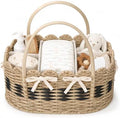 Large Diaper Caddy Organizer, Handwoven Natural Seagrass Basket with 5 Compartments, Scalloped Wicker Changing Table Organizer (Natural, XXL) by Klippehop