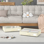 EE-RoomWorld Under Bed Storage with Wheels, No Assemble Required 5.5 inches height beige under bed storage bins,Low Profile Rolling Underbed Shoe Storage containers，dorm underbed storage drawers - Image 3