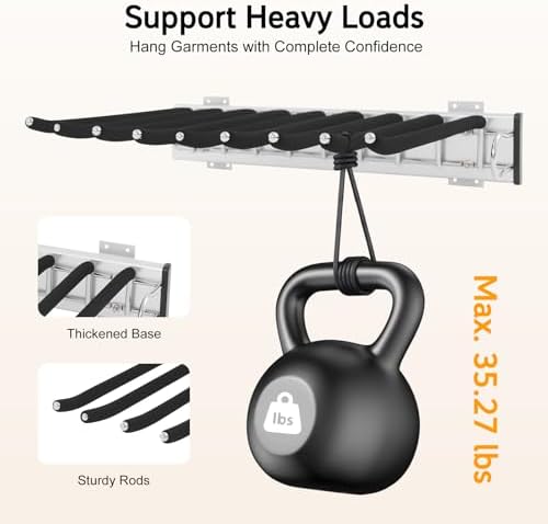 9 Arms Steel Slide Out Pants Rack Closet Pants Hanger Bar Pull Out Trousers Rack Tie Belts Scarf Racks, Wardrobe Clothes Organizers Rail Pull Out Closet Storage Rod-(Right Side Mounts) - Image 2