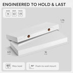Homeforia 16 Inch Floating Shelves, High-End Solid Pine Wood, Set of 4 - Image 2