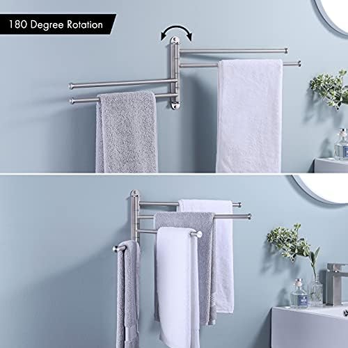 KES Bathroom Towel Rack 15.5-Inch, Swivel Towel Bar 4-Arm, Swing Out Towel Bar Wall Mounted, SUS304 Stainless Steel Brushed Finish, A2103S4L40-2 - Image 3