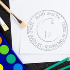 Customized Envelope Paper Embosser - Personalized Return Address Embosser for Islamic Events, Soft Crescent Prayers Design, 1-5/8 Round Seal - Ideal for Event Organizers, Personalized Embosser by AcornSalesCo