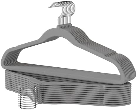 Premium Velvet Hangers 60 Pack, Non Slip Clothes Felt Hanger Heavy Duty for Coat, Premium Slim Space Saving Suit Hangers for Closet Organizer, 360° Rotating Silver Hook by Whitmor