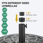 Patio Umbrella Stand - 112 lbs 22" Capacity Fillable Outdoor Umbrella Base Heavy Duty, Water Filled Weight Base for Market Umbrella Holder, Garden, Backyard, Pool, Beach, Round Black - Image 3