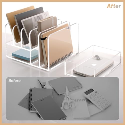 SANRUI Clear Acrylic Mail Organizer with 5 Compartments and 1 Drawer - Image 6