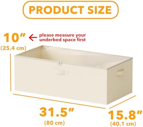 SpaceAid 3 Pack 10" High Under Bed Storage Containers, Large Underbed Storage Organizer Bins with Lids for Bedroom, Dorm, Clothes, Closet Organization, Bed Sheets and Blankets (Beige) - Image 3
