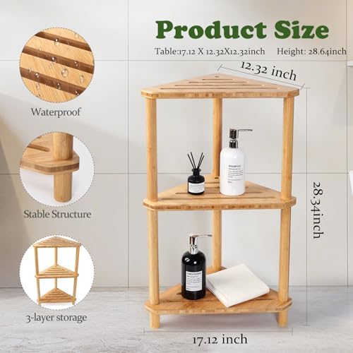 Corner Shelf Shower Caddy Stand 3-Tier,Standing Bathroom Organizer - Image 3