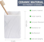 Marble Square Toothbrush Holders - Ceramic Tooth Brushing Holders, Toothbrush Cup, Toothpaste Organizer for Bathroom Countertop, Makeup Brush Holder, Pen Holder for Home Desktop Storage - Image 7