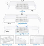 OPNICE Clear Acrylic Desk Organizers and Accessories, Dual Monitor Stand Riser with Drawer and 2 Pen Holders, Desk Shelf Printer Stand for Office Workspace Organizers, Desktop Organization (Transparent) - Image 4