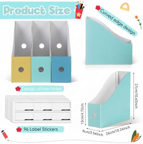 Colarr 48 Pcs Cardboard Magazine File Holder Book Bins, Sweet Color - Image 2