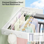 Collapsible Laundry Drying Rack Wall Mounted - 31.5 Inch Metal Clothing Drying Rack with 6 Hooks, Retractable Foldable Dry Racks for Laundry Drying Indoor, Heavy Duty Towel & Coat Hanger - Image 5