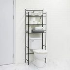 Bathroom Over Toilet Storage Rack, 3-Shelf Wall Mount Steel Organizer, Black Finish, 30 lb Capacity by TAYNEVOBRIGHTERYOURBETTER