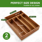 Greenual Acacia Wood Silverware Organizer 10 In Utensil Organizer Silverware Tray for Drawer Cutlery Flatware Organizer for Kitchen 2 Pack - Image 2