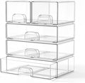 Clear Stackable Storage Drawers Set of 5 Bathroom Makeup Organizer Bins by Unknown