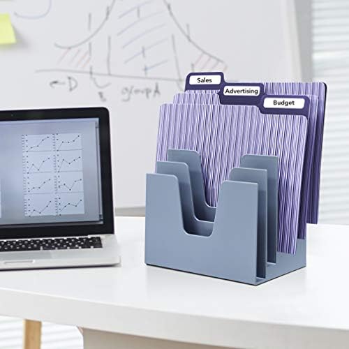 Acrimet 5 Section Incline File Sorter Organizer, Desktop Mail Holder, Blue - Image 2