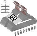 VECELO Premium Velvet Clothes Hangers Suit Heavy Duty (60 Pack)-Non Slip & Space-Saving with 8 Finger Clips & Tie Rack Excellent for Men and Women,Gray by VECELO