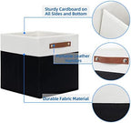 Temary Foldable Storage Cubes Set of 4 - Organizers with Handles, Decorative Storage Boxes for Home, Office (White&Black) - Image 3