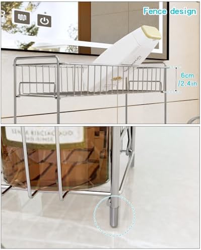 YQh 2-Tier Bathroom Storage Organizer Rack, Stainless Steel Shower Caddy, Counter and Vanity Shelf - Image 5