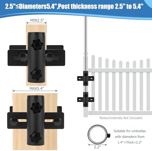 SLIIMU Umbrella Stand for Deck Railing, Patio Fence Umbrella Holder Clamp - Image 3