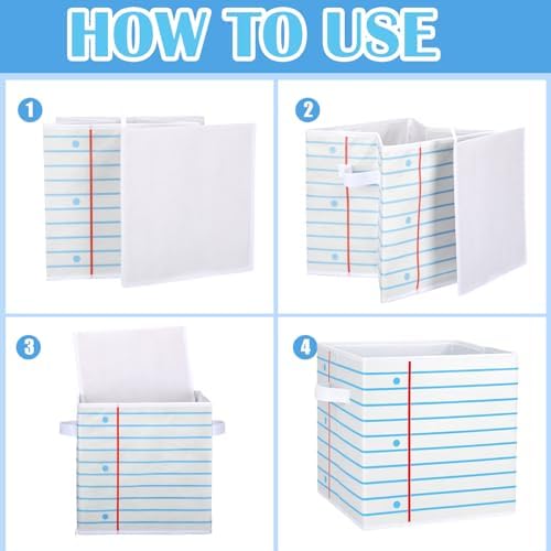 RattanView 6 Pcs 11in Crayon Storage Bins Fabric Cubby Classroom - Image 4