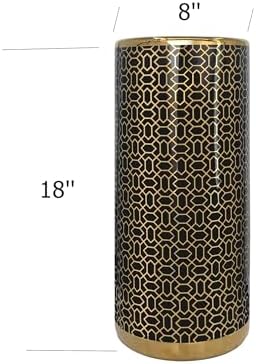 ZOEJADE 18" High Black Gold Umbrella Stand Entryway Walking Stick Holder - Image 6