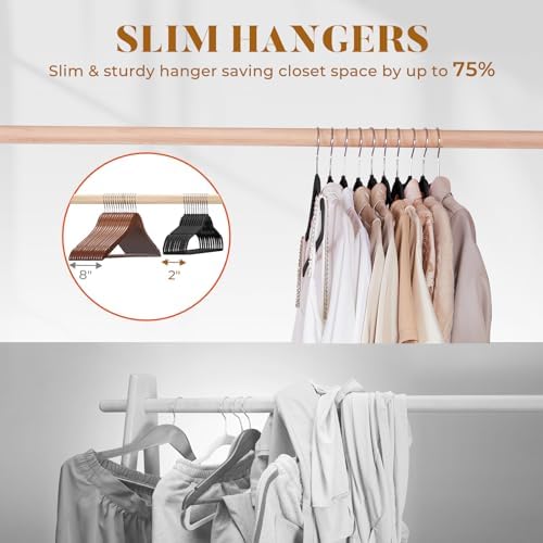HOUSE DAY Premium Velvet Hangers 60 Pack, Non-Slip Hangers with Tie Bar - Image 6