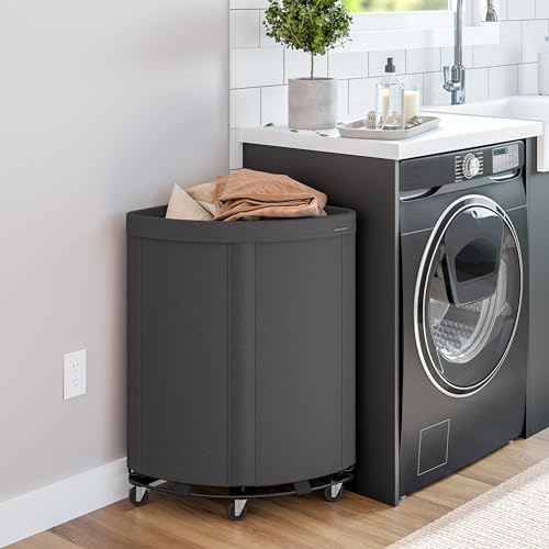 Corner Heavy-Duty Canvas Hamper w/Wheels, 24"W x 17.7"D, Gray - Image 2