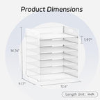 7 Tier Paper Organizer for Desk with Letter Trays & Handle White - Image 2