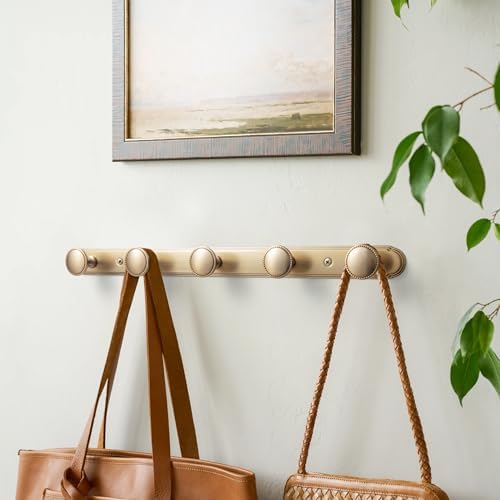 Goo-Ki Champagne Bronze Coat Rack Wall Mount with Orbit Rim Backplate, Modern Heavy Duty Zinc Alloy Coat Hooks, Soft Gold Hat and Towel Hanger Rail for Entryway, Bathroom and Mudroom (5 Hooks) - Image 3