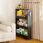 Slim Storage Cart, Lightweight 4 Tier Metal Rolling Utility Kitchen Cart on Wheels, Mobile Storage Shelving Unit Organizer for Bathroom Laundry Office Narrow Places (4 Tier-Black, 6" D) - Image 5