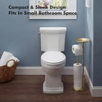Freestanding Toilet Paper Holder with Shelf, Gold Toilet Paper Stand with Storage Tray and Space for 4 Extra Rolls - Image 6
