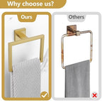 TQKAG 5-Pieces Brushed Gold Bathroom Hardware Accessories Set 23.6" SUS304 Stainless Steel Towel Bar Set Wall Mounted Square Toilet Paper Holder with Shelf - Image 5