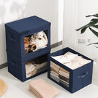 Homsorout Stackable Storage Bins with Lids - Large Storage Box with Lids, Foldable Closet Boxes for Organizing, Wardrobe Clothes Organizer with Window, Cubes Bins for Living Room, 6 Pack, Navy Blue - Image 4
