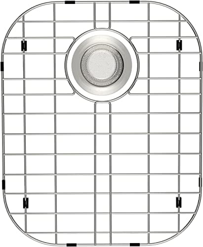 SANNO Kitchen Sink Protectors,Sink Grid with Rear Drain Hole, Double Sink Rack, 16.14"*13",Stainless Steel by SANNO