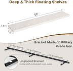 Fun Memories 55 Inch Long Floating Shelves for Wall, 55x9.3 Large Floating Shelf for Bedroom, Kitchen, Bathroom, Wall Mounted Rustic Wood Shelves with Invisible Bracket for Books, Decor, Brich - Image 3