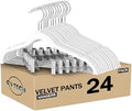 GVTECH Velvet Hangers with Clips, [24 Pack] Metal Clip Hangers for Pants - Notched Skirt Hangers for Pants, Skirts, Suit, Dresses & Shirts 360° Swivel Hook, Non Slip Felt Hanger (White, 24 Pack) by Unknown